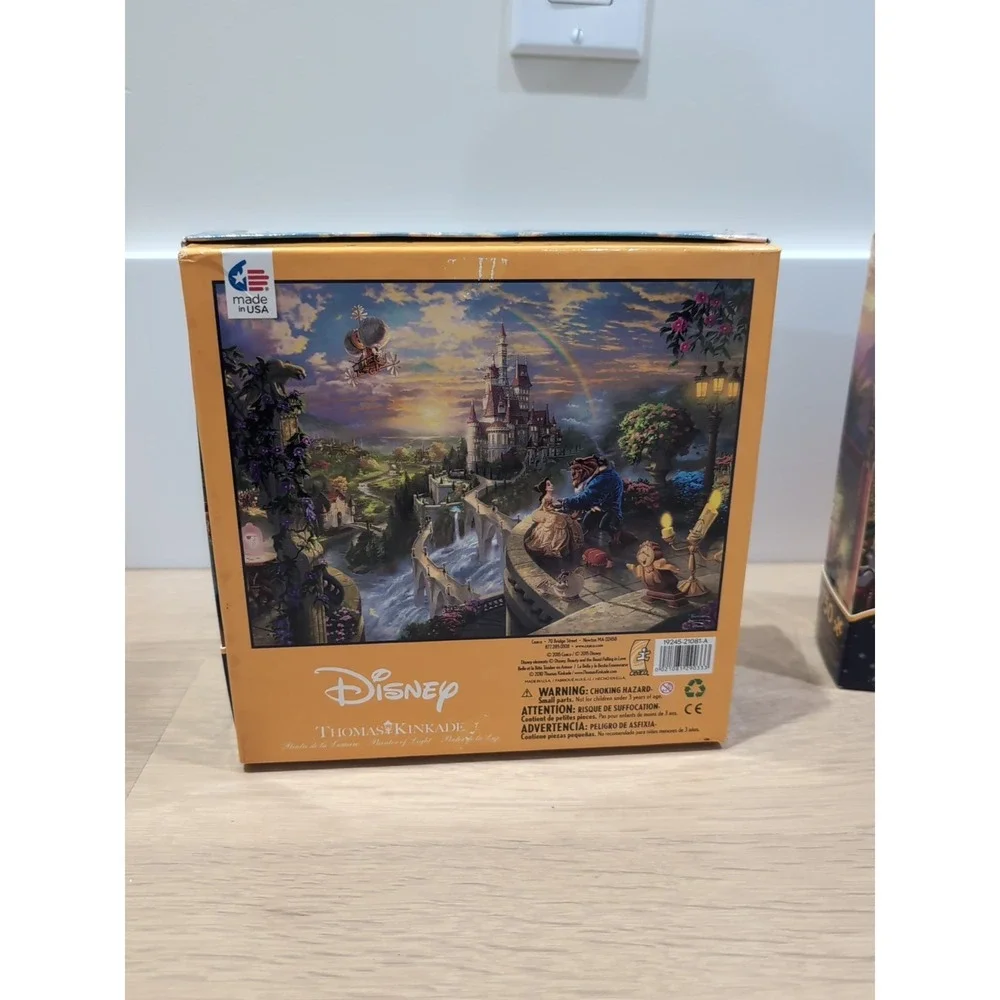 Lot Of  2 Disney Thomas Kinkade Beauty & The Beast Minne Mickey 750 Pc Puzzle